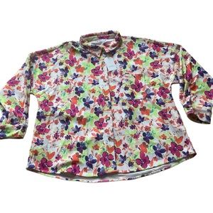 Emily wonder women’s floral print corduroy jacket button front with pockets